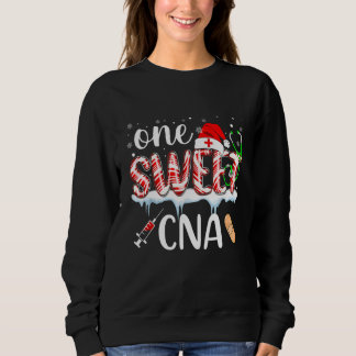 One Sweet CNA Nurse Christmas Holly Candy Stethosc Sweatshirt