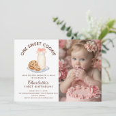 One Sweet Cookie Foto Girl First Birthday Einladung (Stehend Vorderseite)