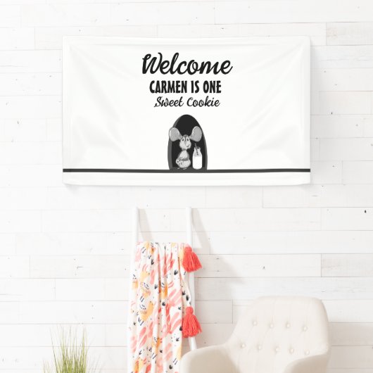 One Sweet Cookie Milk Mouse First Birthday Banner (Insitu)