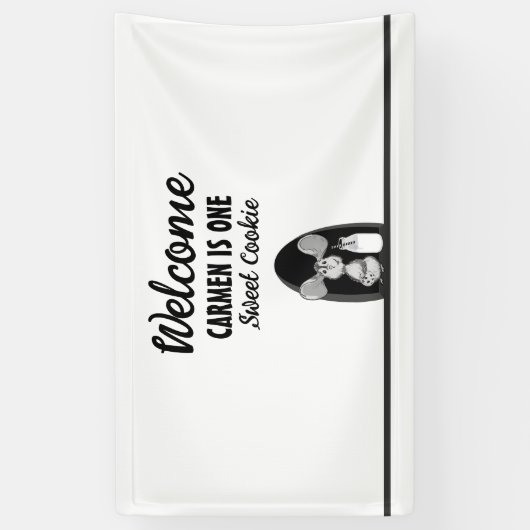 One Sweet Cookie Milk Mouse First Birthday Banner (Vertikal)