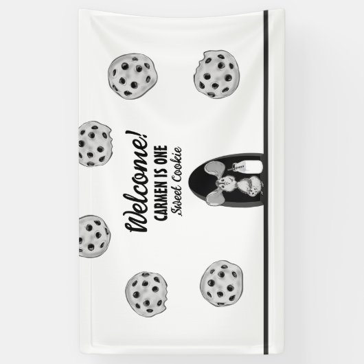 One Sweet Cookie Mouse First Birthday Banner (Vertikal)