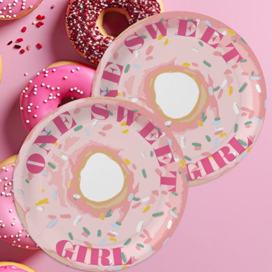 One Sweet Girl Pastel Unicorn Donuts Birthday Pappteller