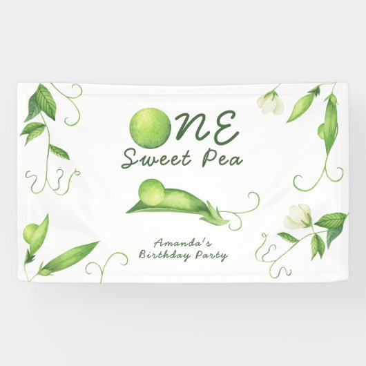 One Sweet Pea First Birthday Banner (Horizontal)