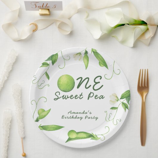 One Sweet Pea First Birthday Pappteller (Hochzeit)