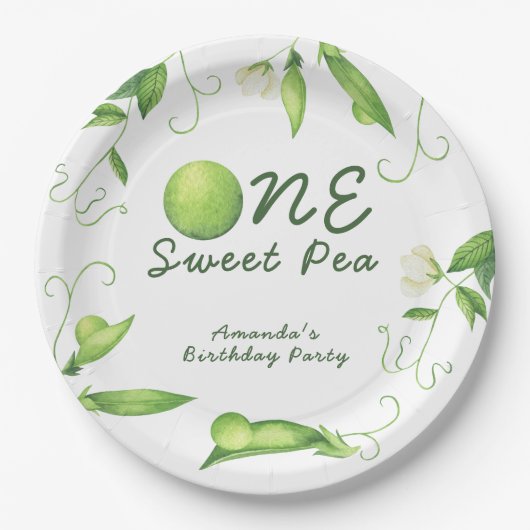 One Sweet Pea First Birthday Pappteller (Vorderseite)