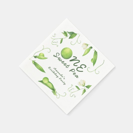 One Sweet Pea First Birthday Serviette (Ecke)