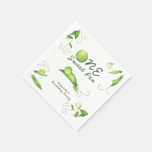 One Sweet Pea First Birthday Serviette (Ecke)