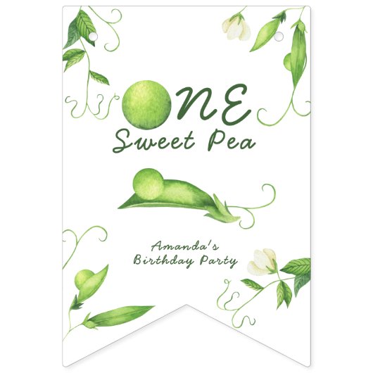 One Sweet Pea First Birthday Wimpelkette (Erste Fahne)