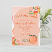 One Sweet Peach, 1st Birthday Einladung (Stehend Vorderseite)
