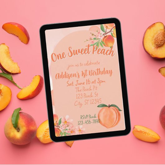 One Sweet Peach, 1st Birthday Einladung