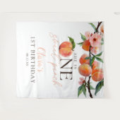 One Sweet Peach 1st Birthday Photo Backdrop Wandteppich (Vorderseite (Horizontal))