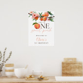 One Sweet Peach 1st Birthday Welcome Sign Poster (Küche)