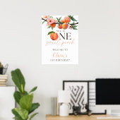 One Sweet Peach 1st Birthday Welcome Sign Poster (Heimbüro)
