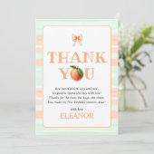 One sweet peach First Birthday watercolor stripes Dankeskarte (Stehend Vorderseite)