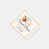 One sweet peach First Birthday watercolor stripes Serviette (Ecke)