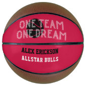 One Team One Dream Red Schwarz-weiß Personalisiert Basketball (Vorderseite)