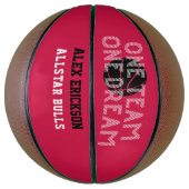One Team One Dream Red Schwarz-weiß Personalisiert Basketball (Vertikal)