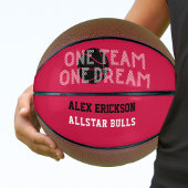 One Team One Dream Red Schwarz-weiß Personalisiert Basketball