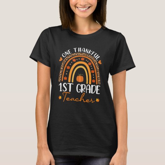 One Thankful 1st Grade Teacher Rainbow Leopard Tha T-Shirt (Vorderseite)