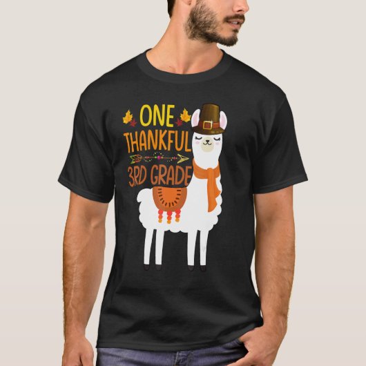 One Thankful 3rd grade Teacher Llama Thanksgiving  T-Shirt (Vorderseite)