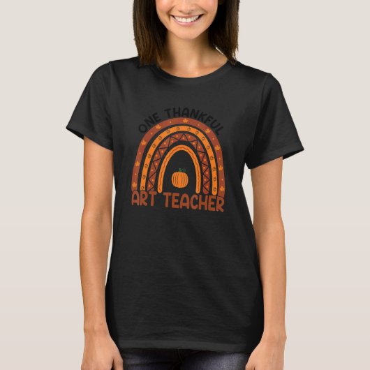 One Thankful Art Teacher Rainbow Fall Thanksgiving T-Shirt (Vorderseite)
