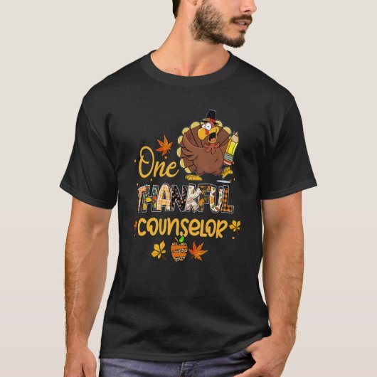 One Thankful Counselor Turkey Pilgrim Hat Thanksgi T-Shirt (Vorderseite)