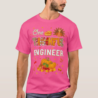One Thankful Engineer Fall Leaves Autumn Thanksgiv T-Shirt