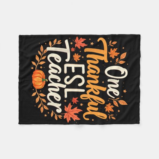 One Thankful Esl Teacher Fall Autumn Thanksgiving  Fleecedecke (Vorderseite (Horizontal))
