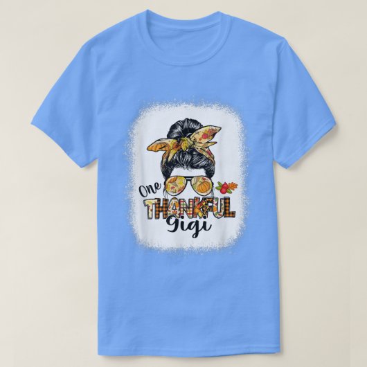 One Thankful Gigi Messy Bun Women Fall Cute Thanks T-Shirt (Design vorne)