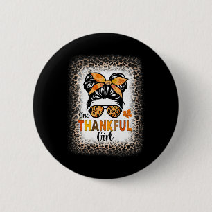 One Thankful Girl Erntedank Messy Bun Leopard B Button