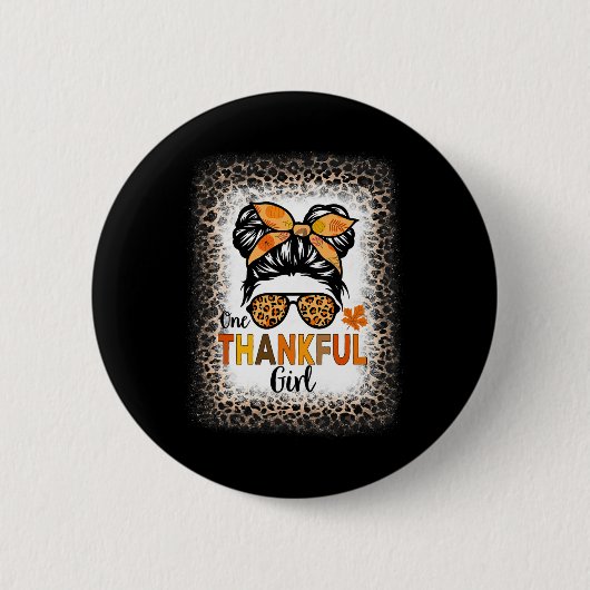 One Thankful Girl Erntedank Messy Bun Leopard B Button (Vorderseite)