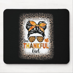 One Thankful Girl Erntedank Messy Bun Leopard B Mousepad