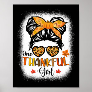 One Thankful Girl Erntedank Messy Bun Leopard F Poster