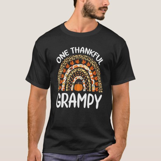 One Thankful Grampy Thanksgiving Rainbow Leopard F T-Shirt (Vorderseite)