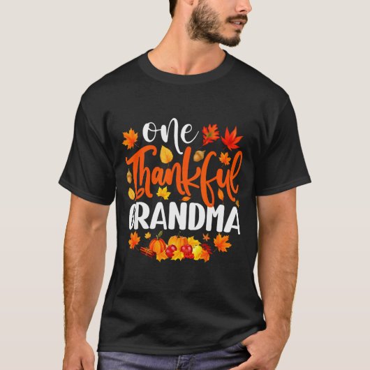 One Thankful Grandma Funny Fall Autumn Thanksgivin T-Shirt (Vorderseite)