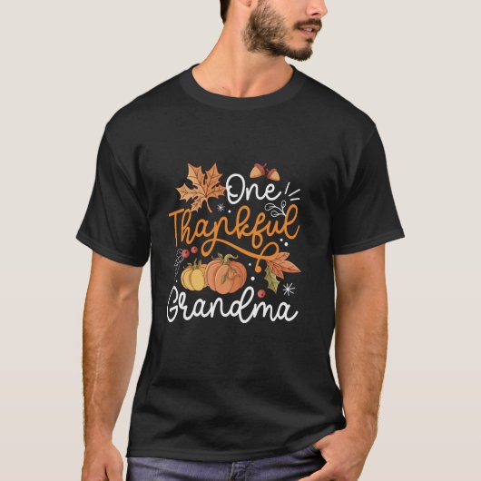 One Thankful Grandma Happy Thaksgiving Pumpkin Fal T-Shirt (Vorderseite)