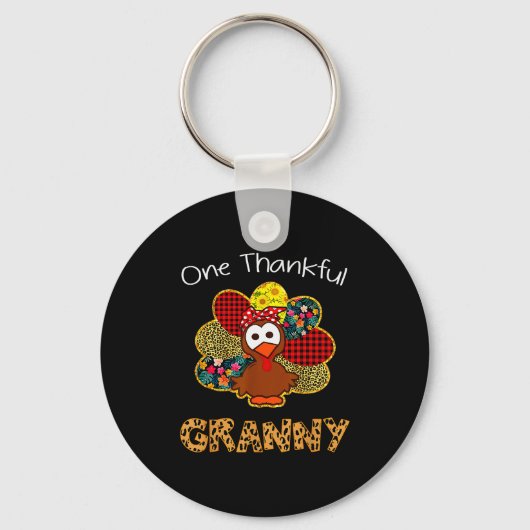 One Thankful Granny Shirt Funny Cute Turkey Thanks Schlüsselanhänger (Vorderseite)
