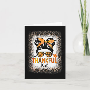 One Thankful Kid Erntedank Messy Bun Leopard Bl Karte