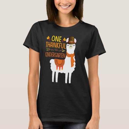 One Thankful kindergarten Teacher Llama Thanksgivi T-Shirt (Vorderseite)