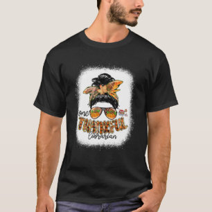 One Thankful Librarian Messary Bun Fall Erntedank T-Shirt