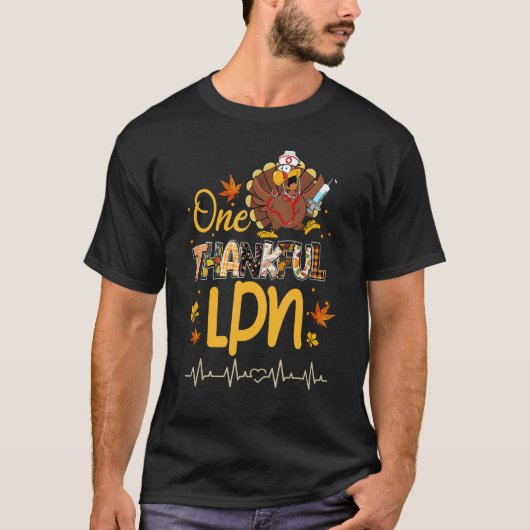 One Thankful LPN Turkey Pilgrim Hat Thanksgiving T-Shirt (Vorderseite)