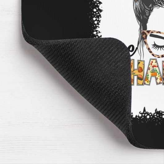 One Thankful Mama Fall Messy Bun Erntedank Wom Mousepad (Ecke)
