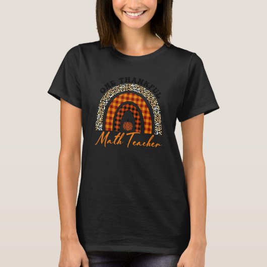 One Thankful Math Teacher Rainbow Leopard Groovy T T-Shirt (Vorderseite)