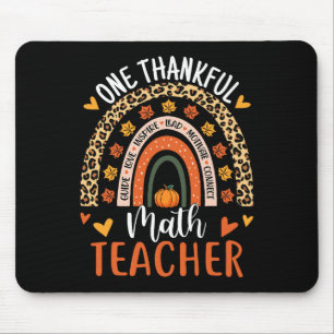 One Thankful Mathe Teacher Funny Erntedank Rainb Mousepad
