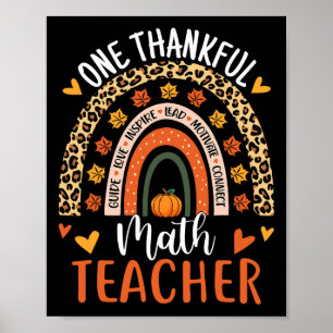 One Thankful Mathe Teacher Funny Erntedank Rainb Poster