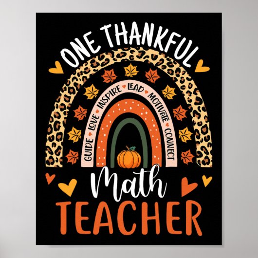 One Thankful Mathe Teacher Funny Erntedank Rainb Poster (Vorne)