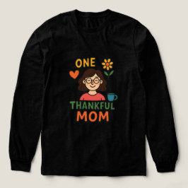 One Thankful Mom – Cute Cartoon Mother with Glasse Tri-Blend Shirt