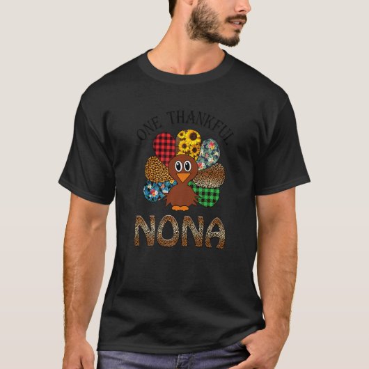 One Thankful Nona Turkey Leopard Thankgivings T-Shirt (Vorderseite)