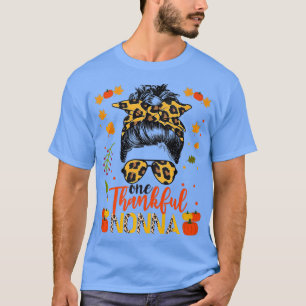 One Thankful Nonna Grandma Leopard Messy Herbst Th T-Shirt
