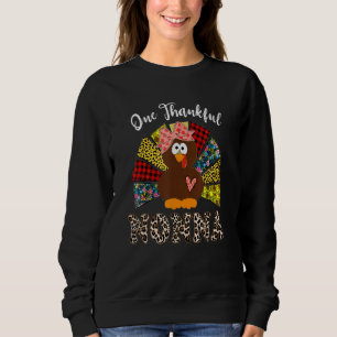 One Thankful Nonna Turkey Leopart Thankgivings Sweatshirt
